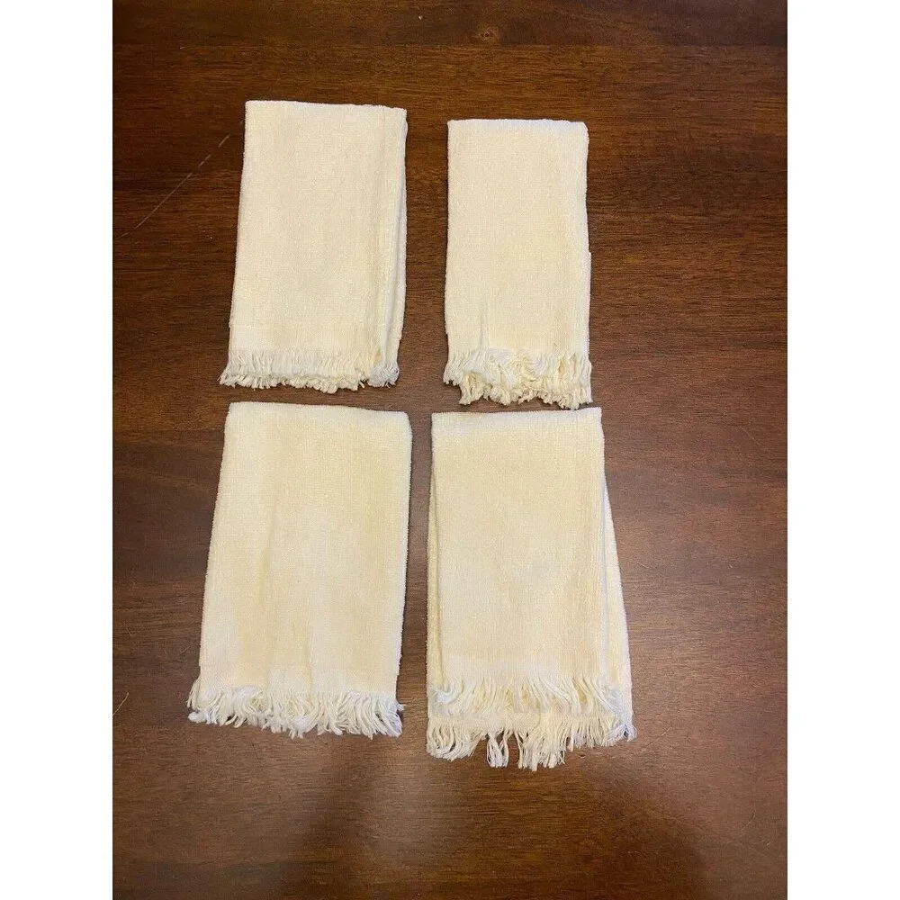 Mid Century Vintage Unbranded Embroidered Christmas Poinsetta Hand Towel Set 4